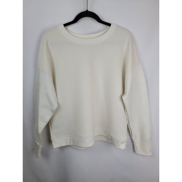 Lauren Ralph Lauren Women's Quilted Crewneck Sweatshirt Cream Ivory Size Large - Picture 1 of 10